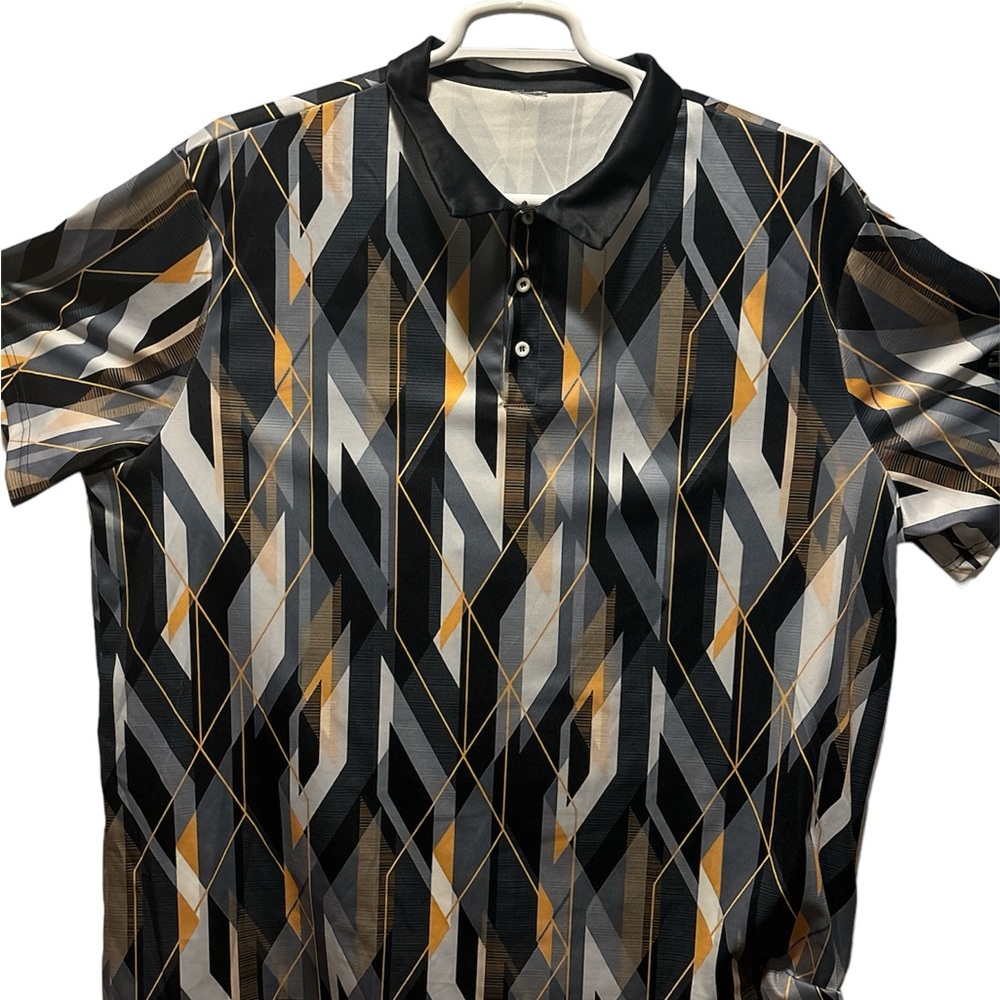 3xl Geometric Polo light weight poly blend!